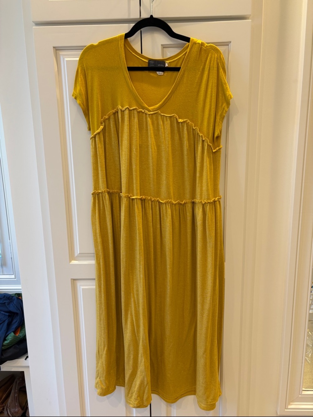 Mustard Yellow V-Neck Tiered Women's Dress